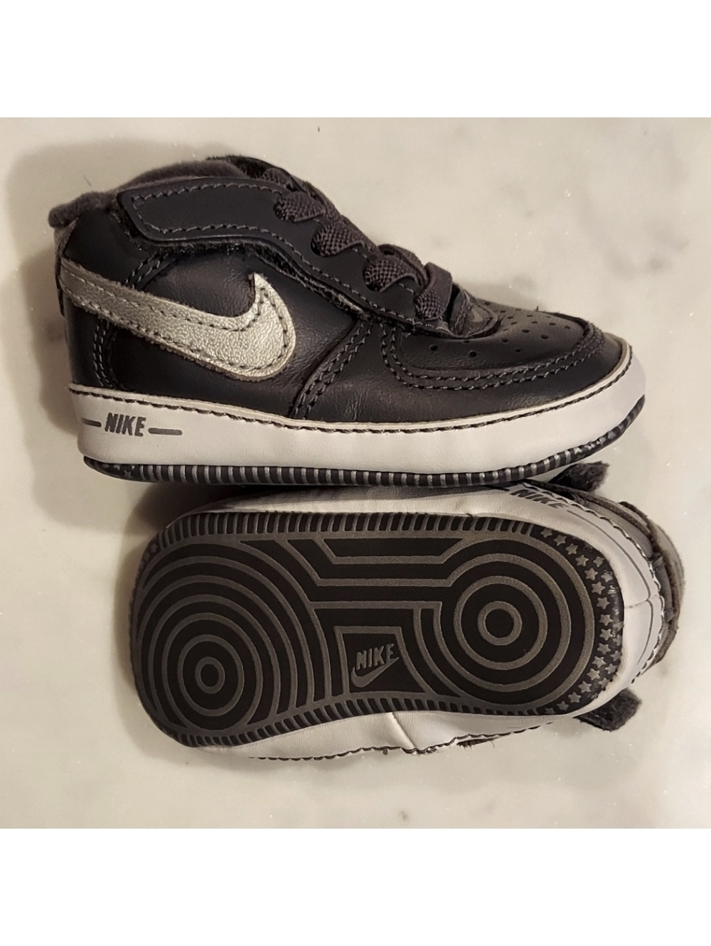 Nike Baby Black and Silver High-Top Sneakers
